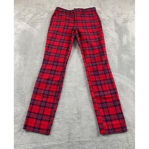Gap Signature Skinny Ankle Pants Womens 2 Red Navy Blue Plaid Tartan Trousers